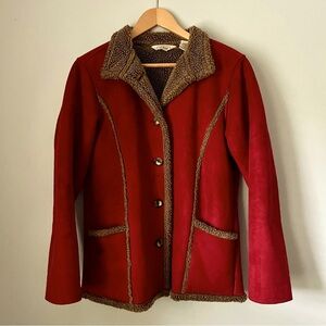 L.L. Bean Faux Suede Sherpa Shearling Lined Button Up Jacket Size Small Petite